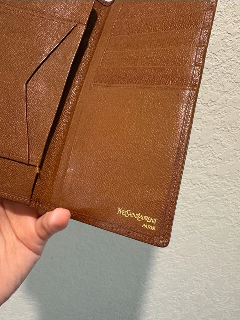 YSL Saint Laurent Brown Leather Long Card Holder Wallet